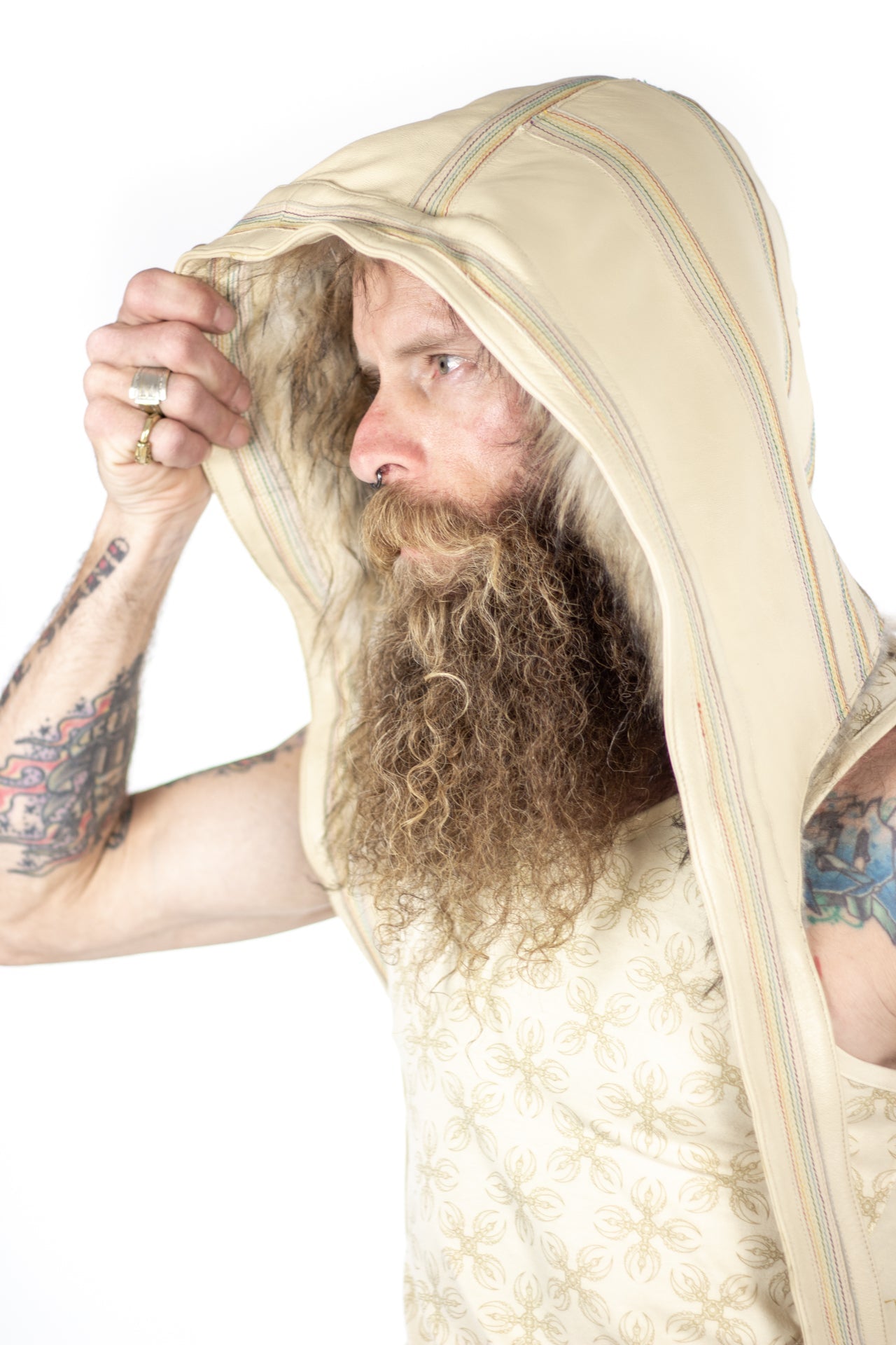 Rainbow Leather Jedi Hood - anahata designs/infiniti now