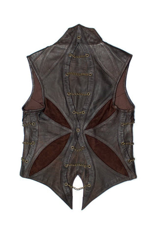 Mandala Vest Leather - Brown Combo Small - Old Style - anahata designs