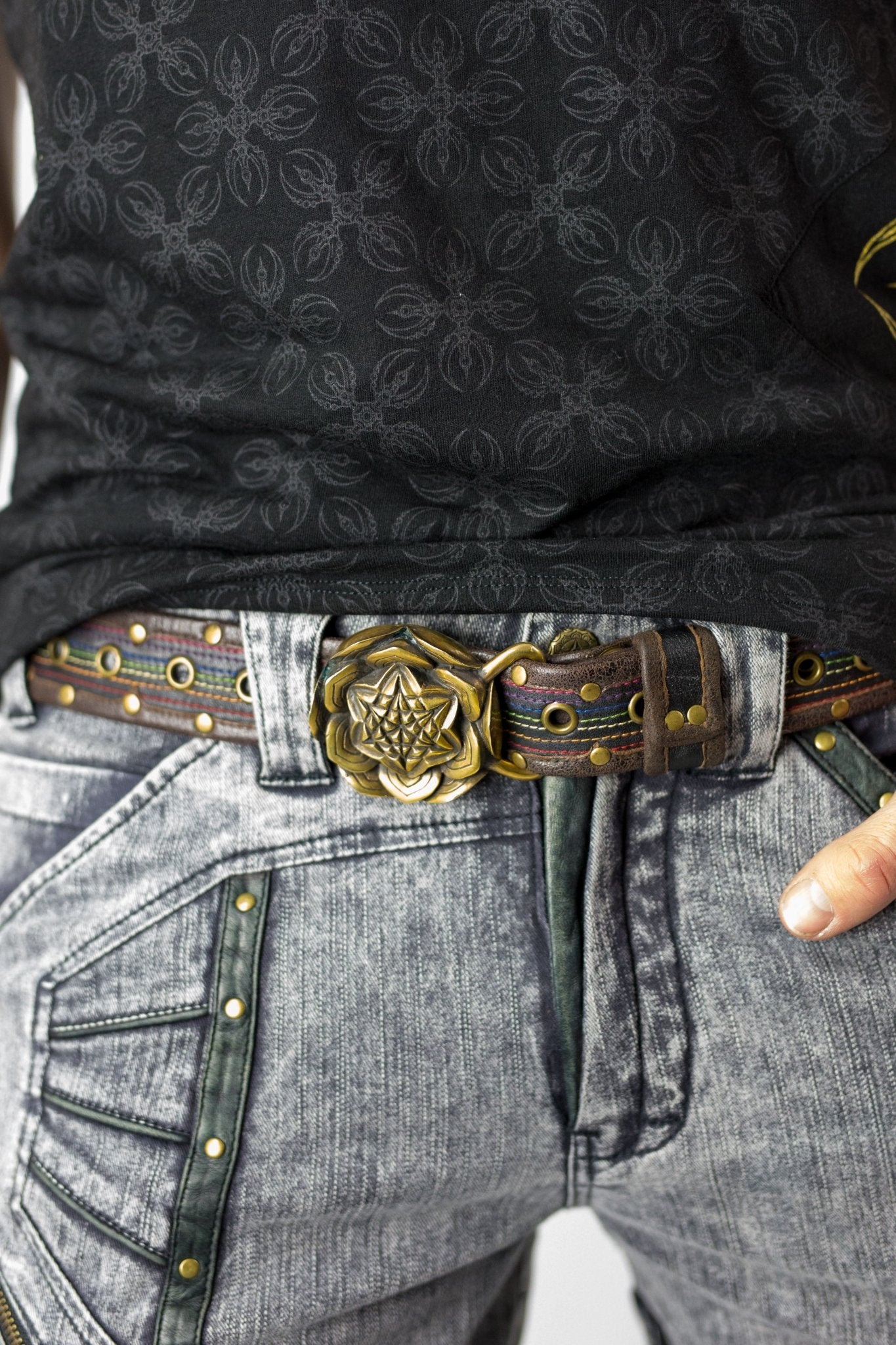 Rainbow leather belt - anahata designs