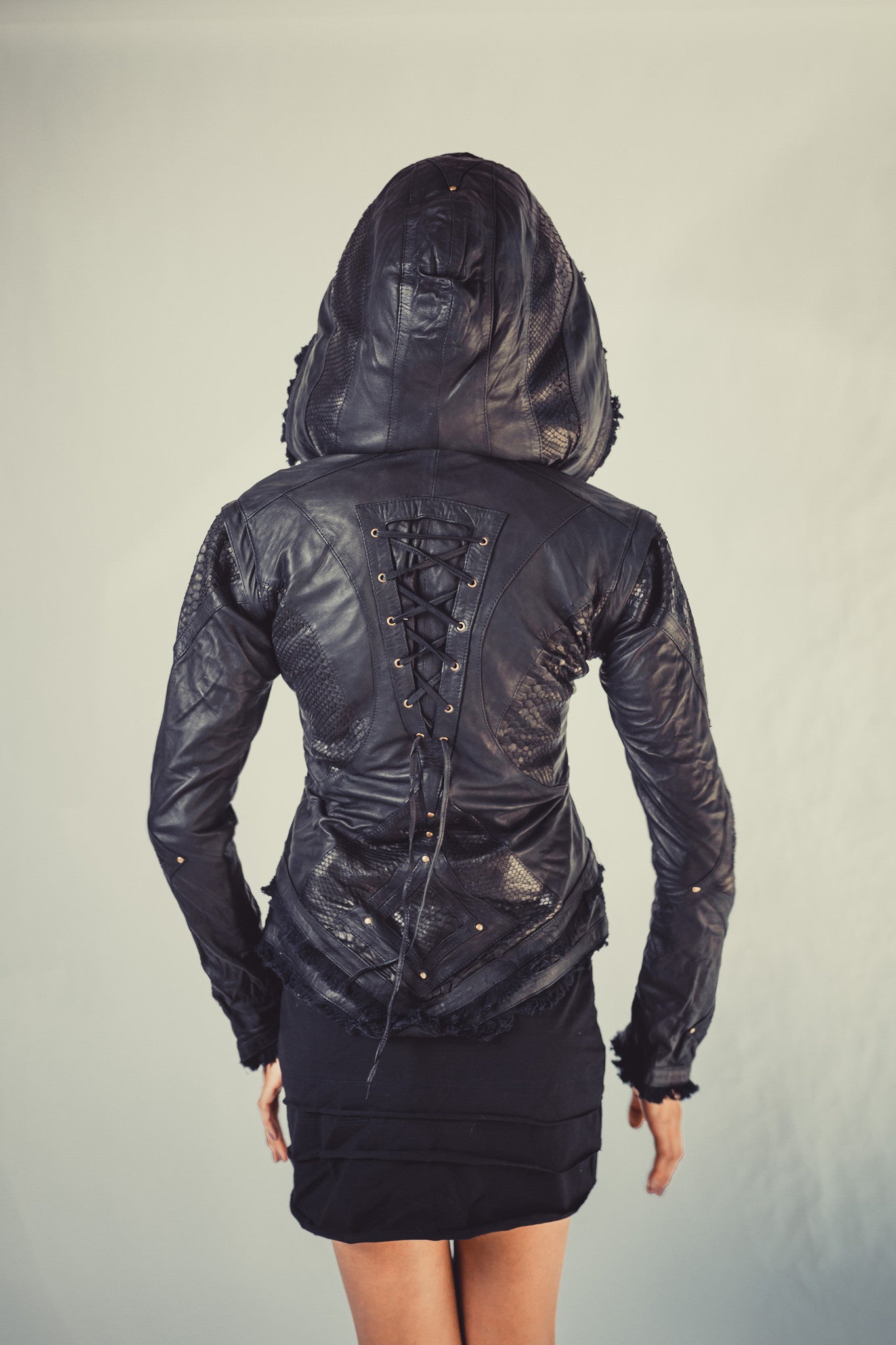 Victory Python edition leather jacket womens cut - anahata designs
