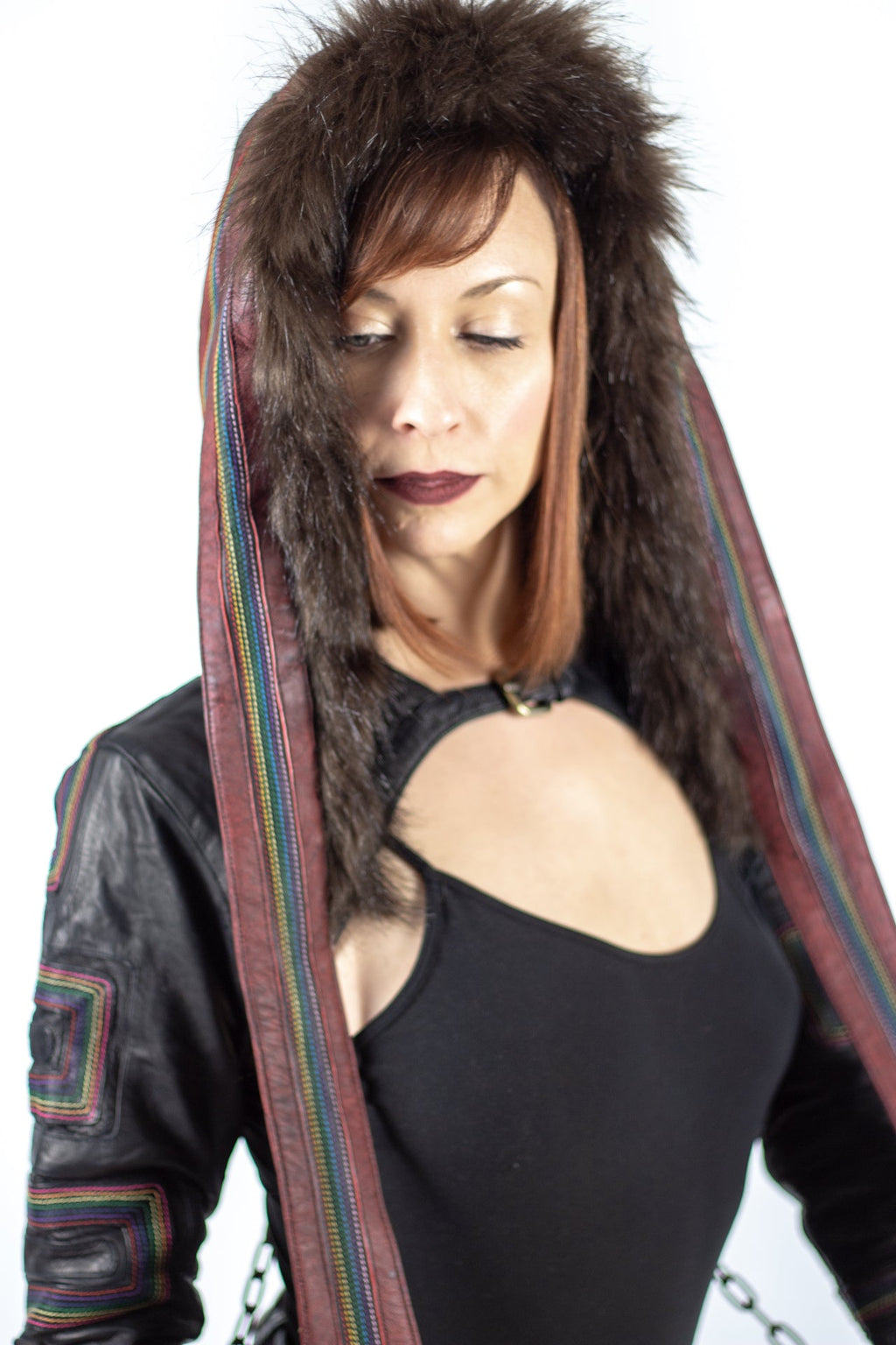 Rainbow Leather Jedi Hood - anahata designs/infiniti now
