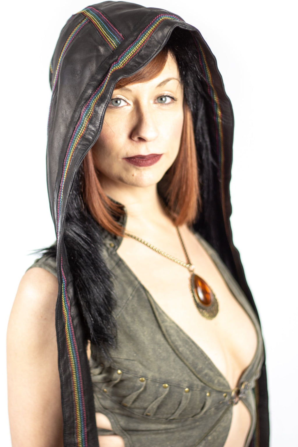 Rainbow Leather Jedi Hood - anahata designs/infiniti now