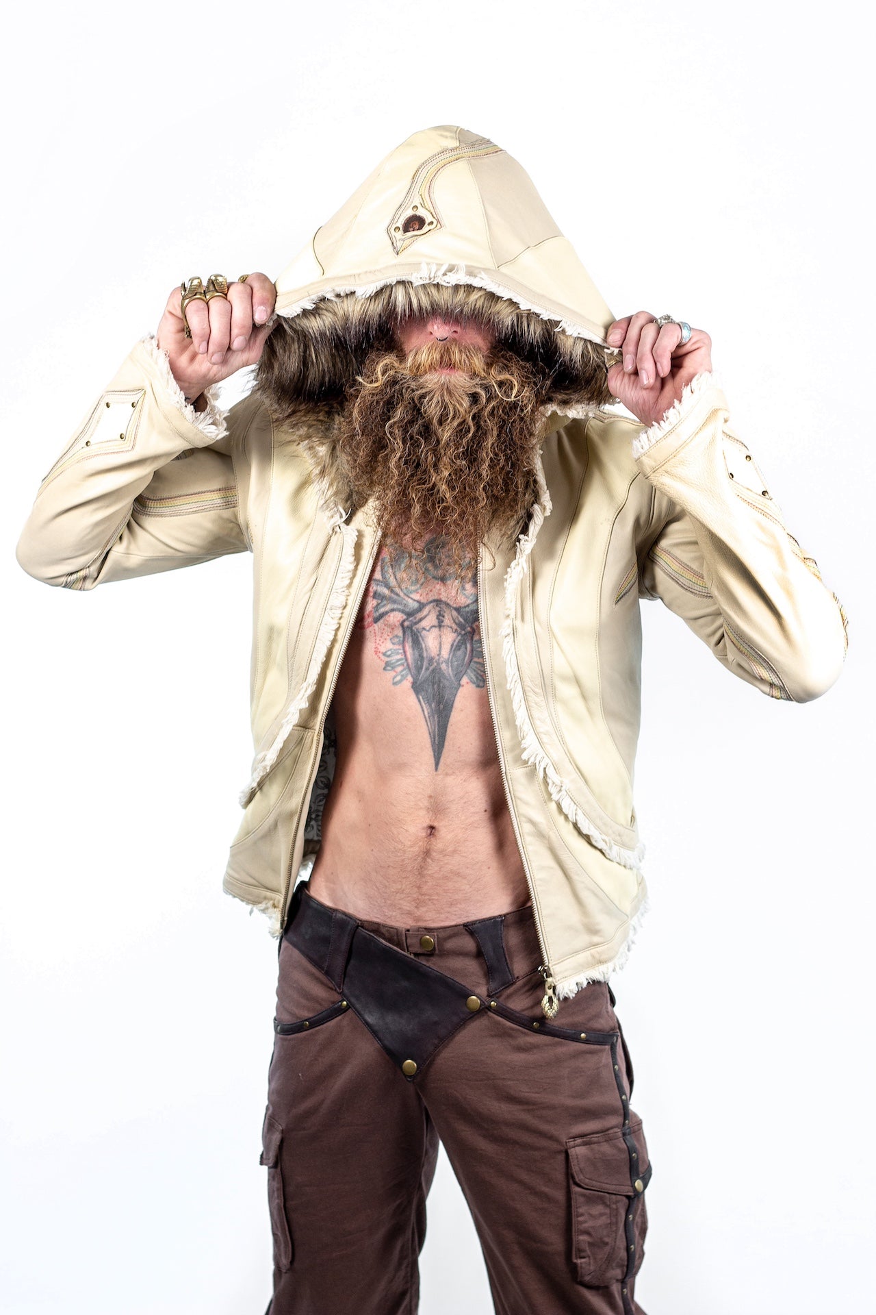 Rainbow Serpent Mens Cut Leather Jacket - anahata designs/infiniti now