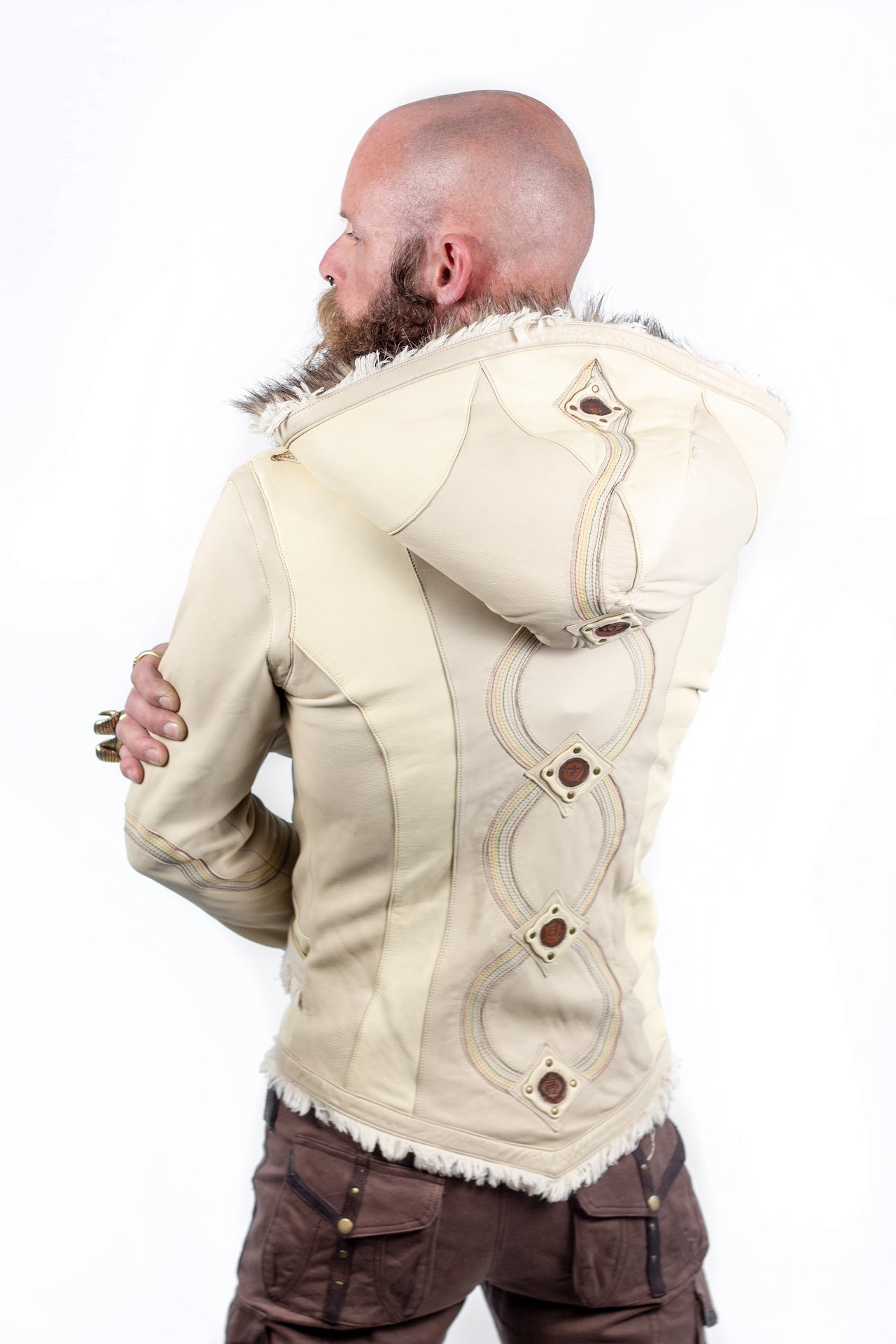 Rainbow Serpent Mens Cut Leather Jacket - anahata designs/infiniti now