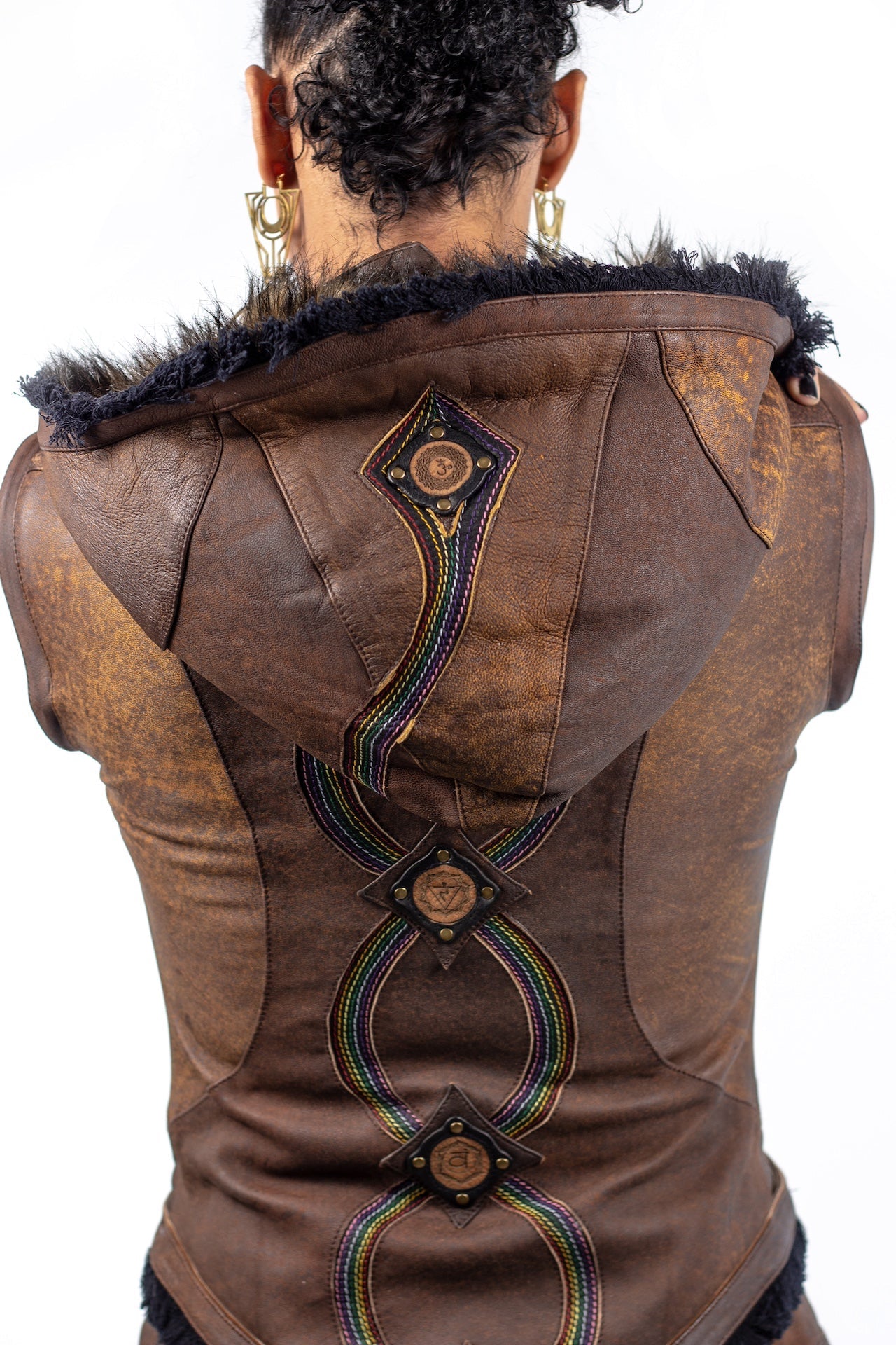 Rainbow Serpent Womens Cut Leather Jacket - anahata designs/infiniti now