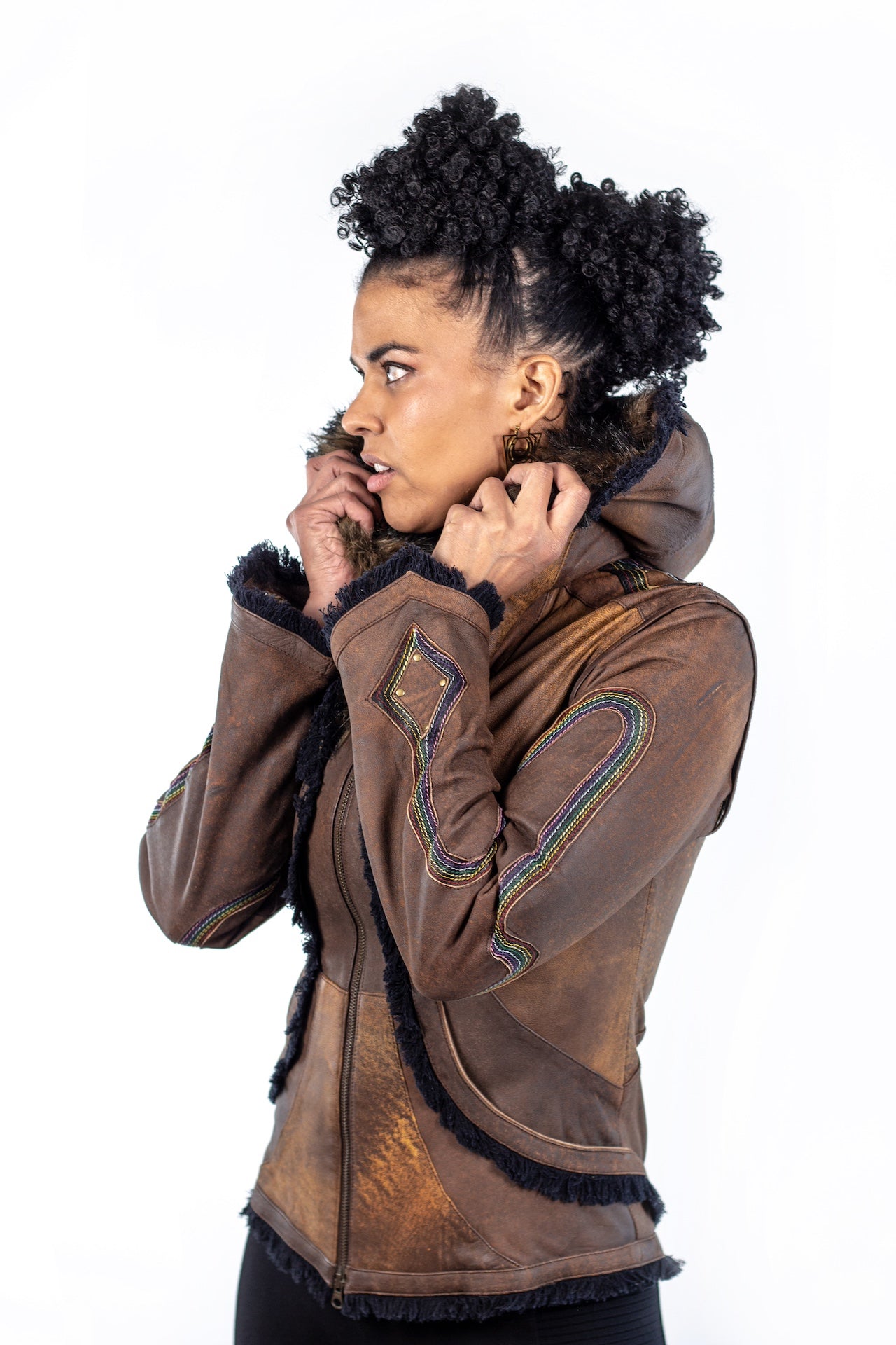 Rainbow Serpent Womens Cut Leather Jacket - anahata designs/infiniti now
