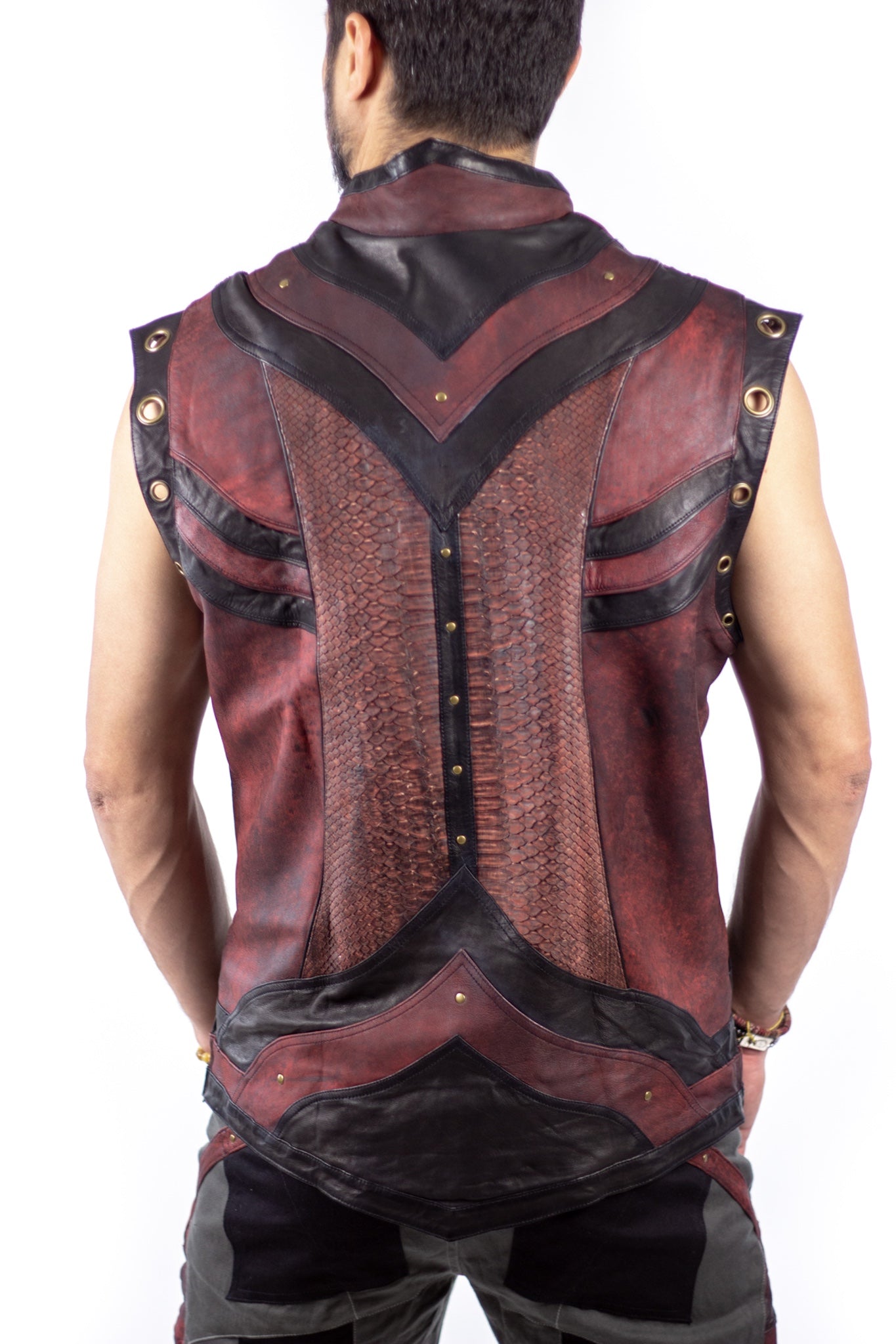 Taurid Leather and Python Vest - anahata designs/infiniti now