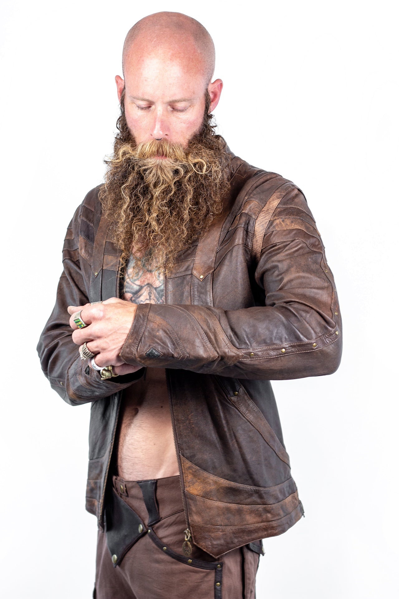 Taurid Leather Mens Cut Jacket - anahata designs/infiniti now
