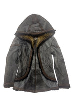 Victory Python Leather Jacket - Silver w/ Grey Python & Brown Trim - Custom Size - anahata designs/infiniti now