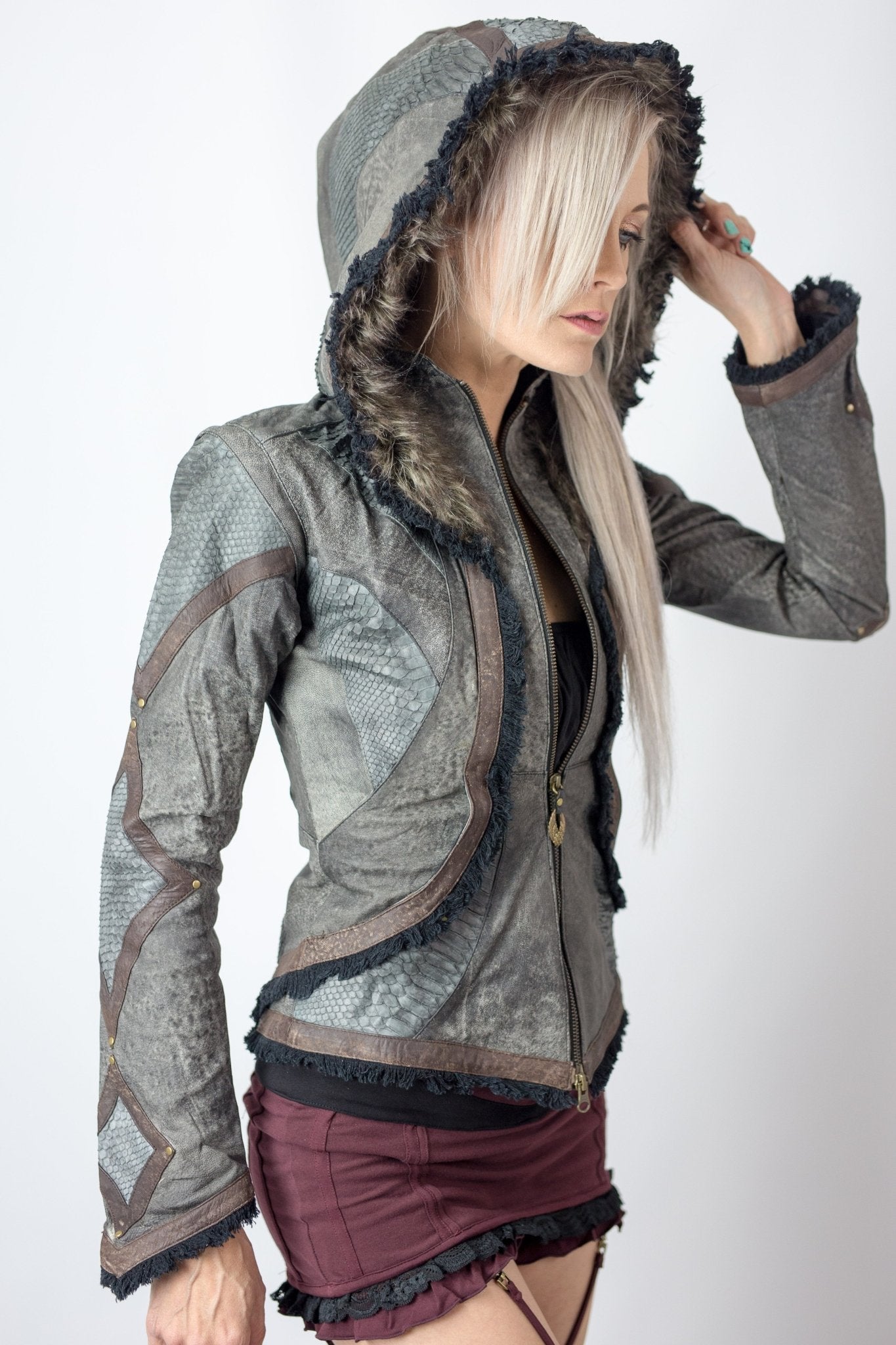 Victory Womens Cut Python Leather Jacket - anahata designs/infiniti now