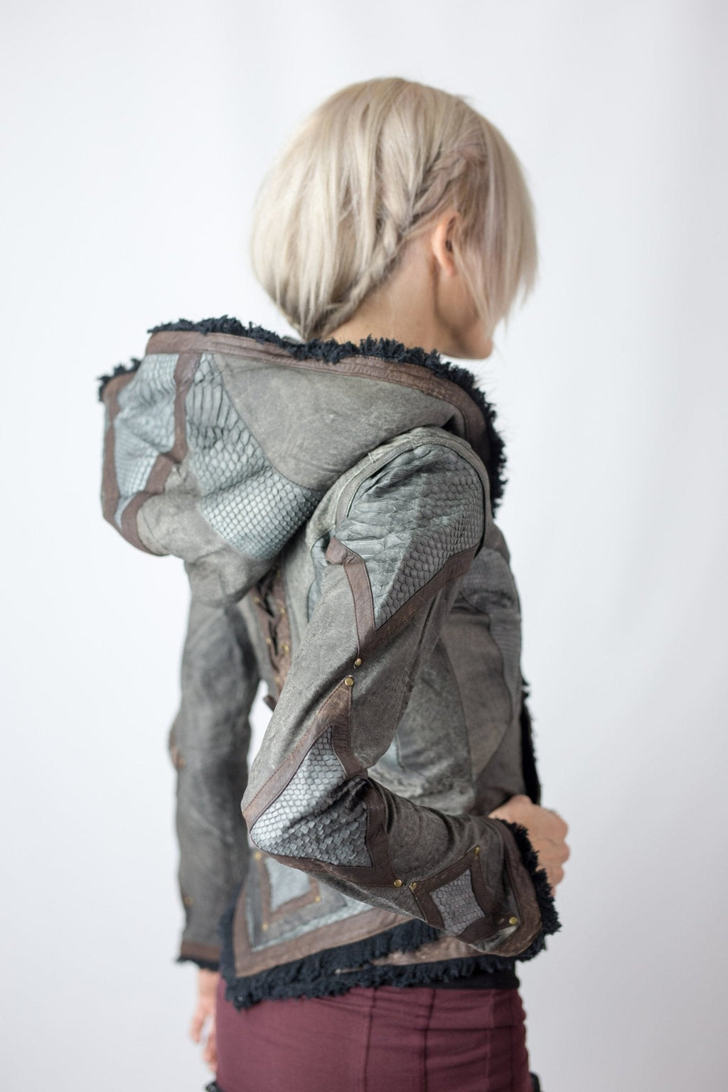 Victory Womens Cut Python Leather Jacket - anahata designs/infiniti now