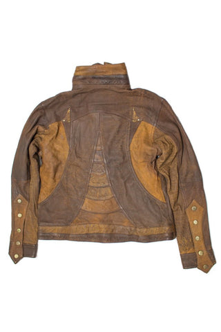 Alloy Leather Jacket - Brown Combo - Custom Size - anahata designs