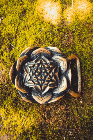 Brass Star Lotus belt buckle - anahata designs