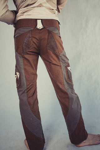 Hexawatt stretch denim and leather pants - anahata designs