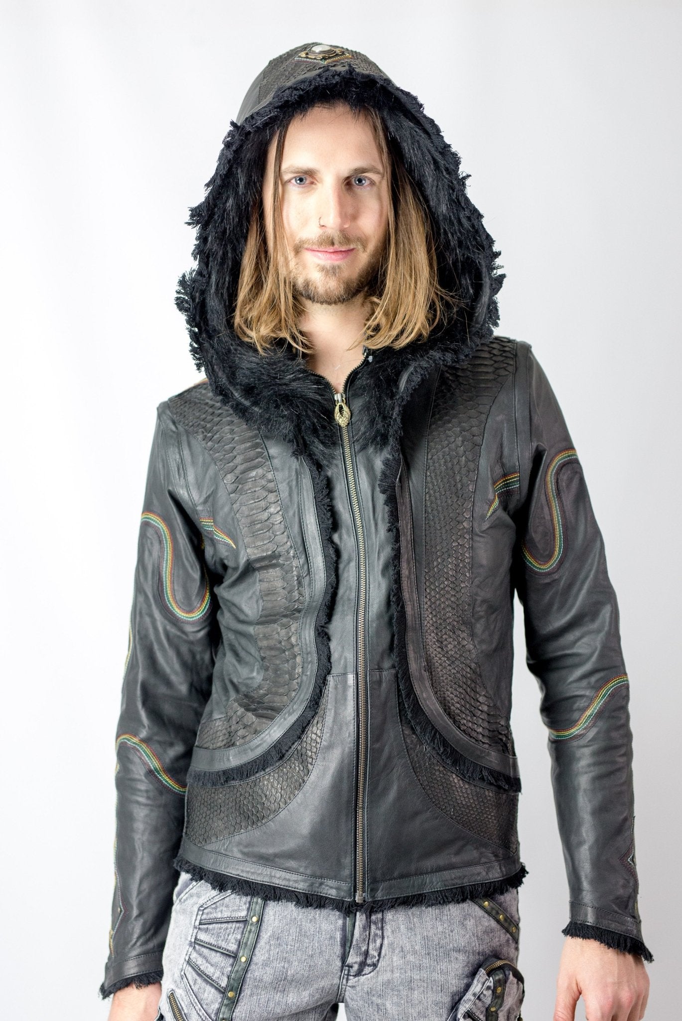 Rainbow Python leather jacket - anahata designs