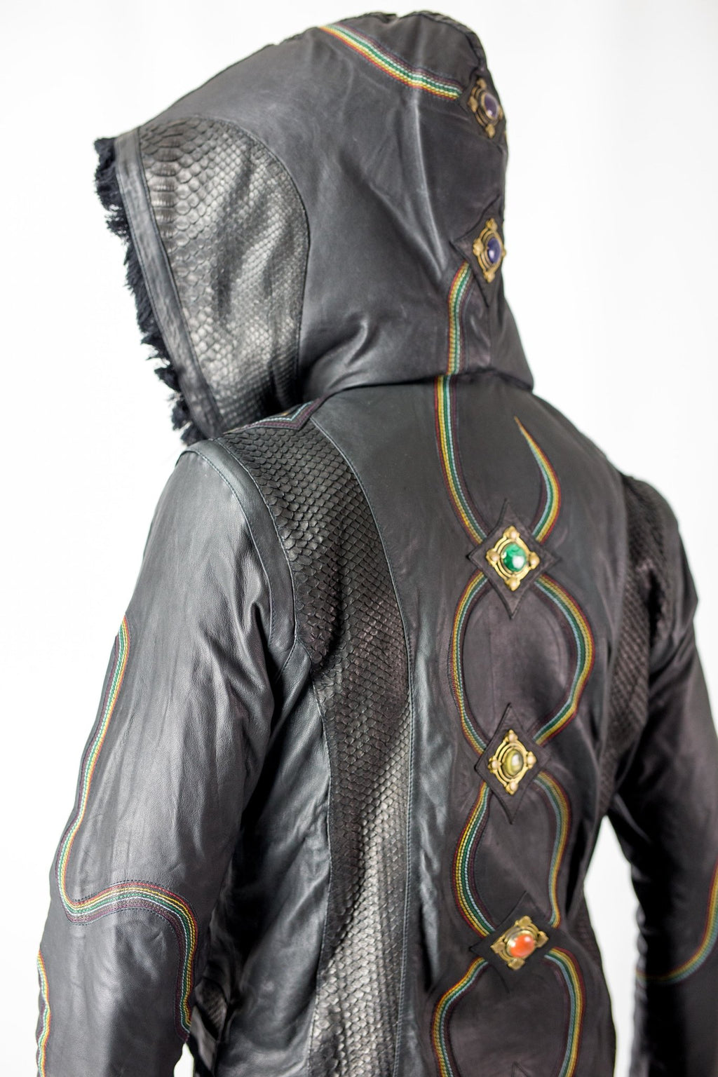 Rainbow Python leather jacket - anahata designs