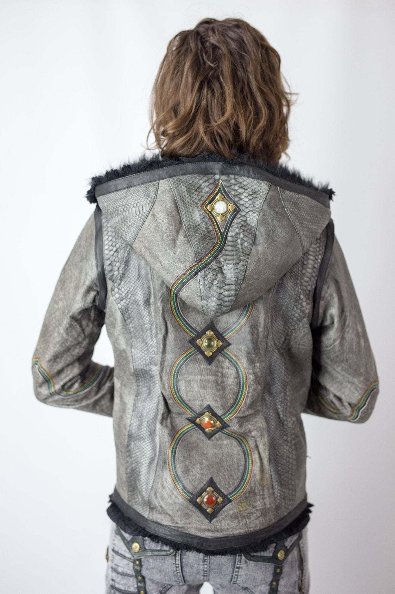 Rainbow Python leather jacket - anahata designs