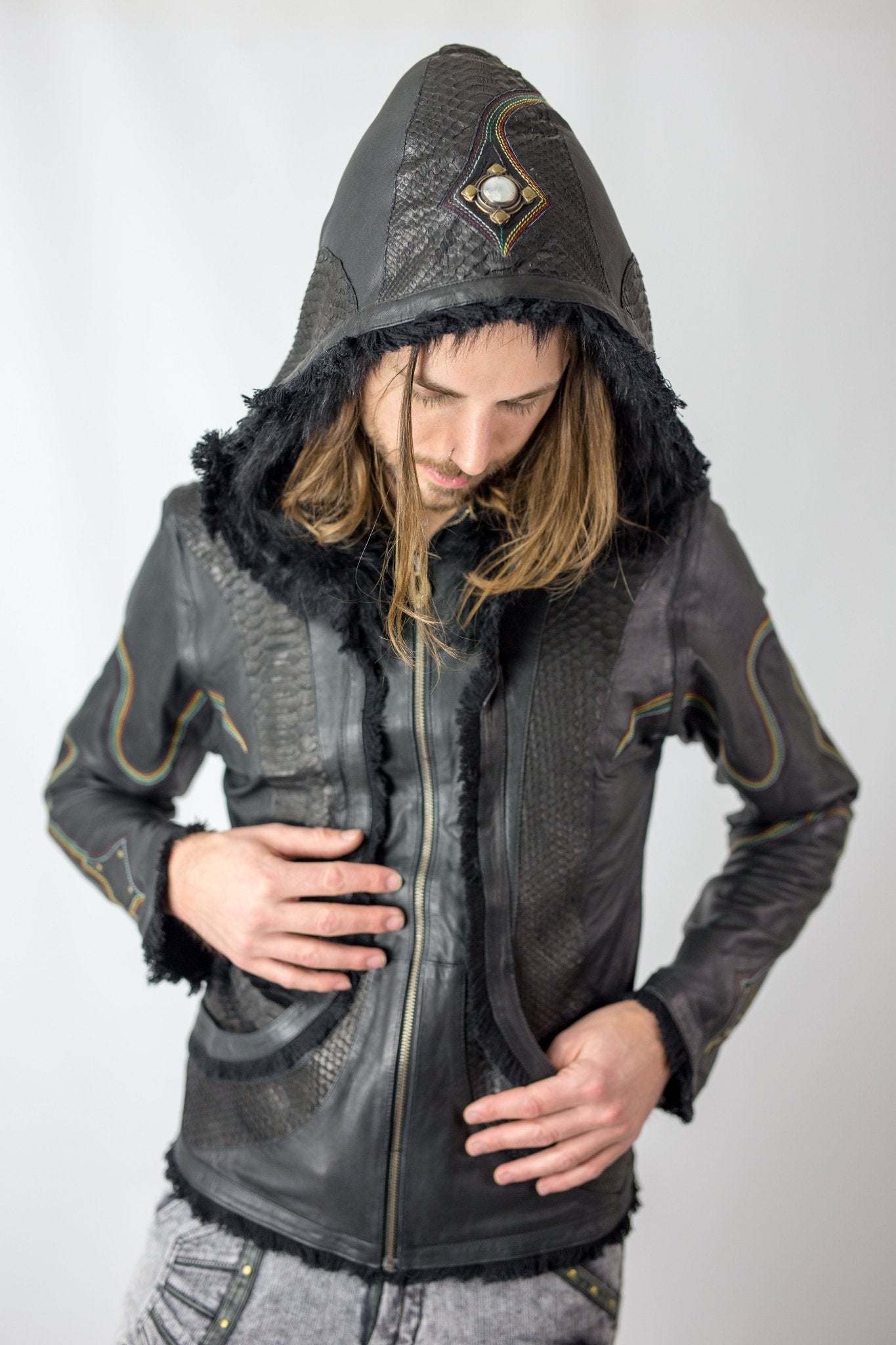 Rainbow Python Leather Jacket - anahata designs/infiniti now