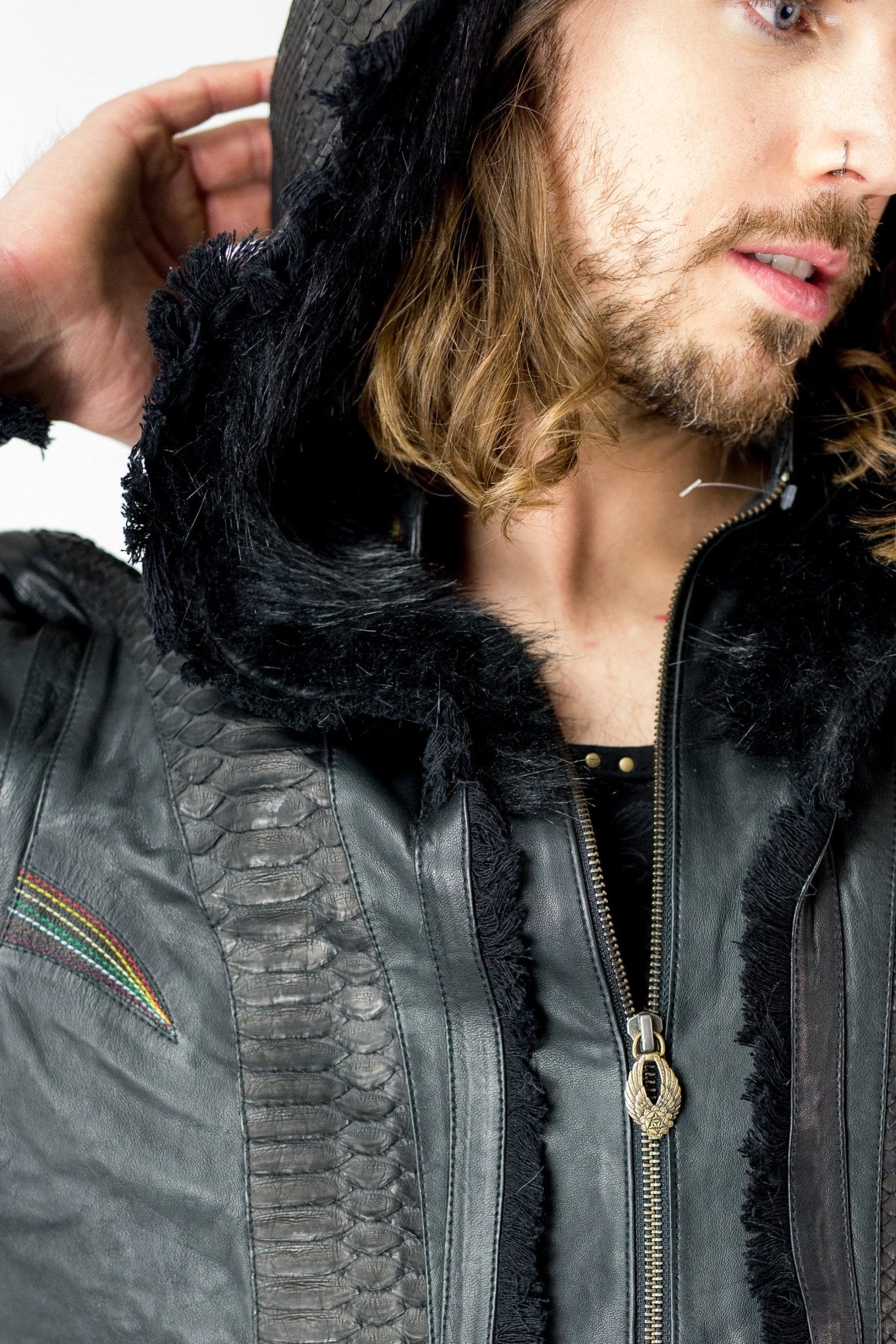 Rainbow Python leather jacket - anahata designs