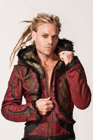 Rainbow Serpent mens cut leather jacket - anahata designs