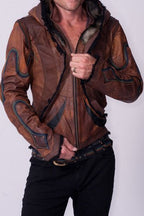 Rainbow Serpent mens cut leather jacket - anahata designs