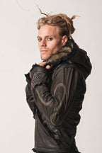 Rainbow Serpent mens cut leather jacket - anahata designs