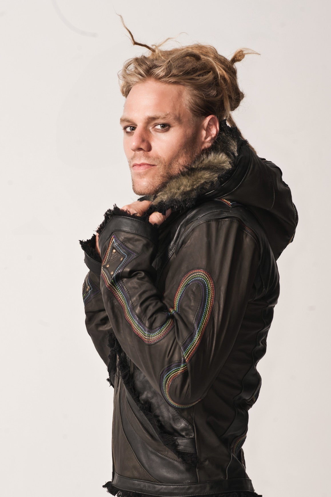 Rainbow Serpent mens cut leather jacket - anahata designs