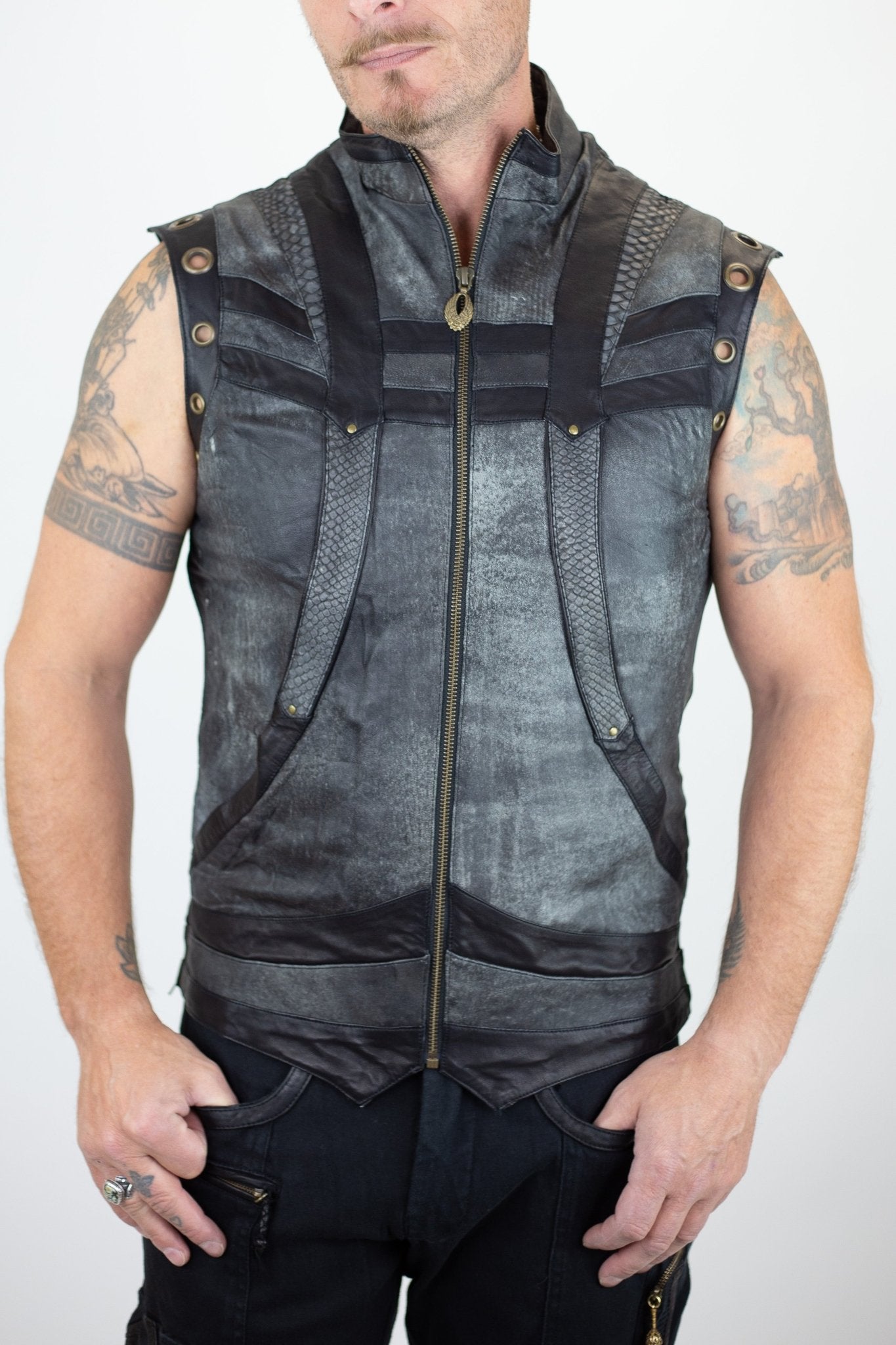 Taurid Leather and python Vest - anahata designs/infiniti now