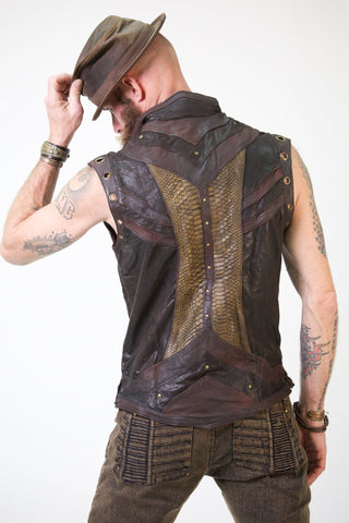 Taurid Leather and python Vest - anahata designs