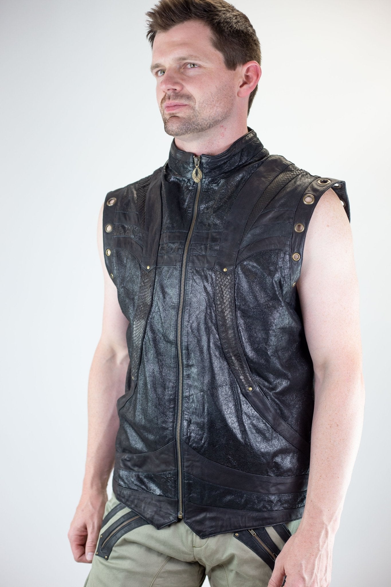 Taurid Leather and python Vest - anahata designs/infiniti now