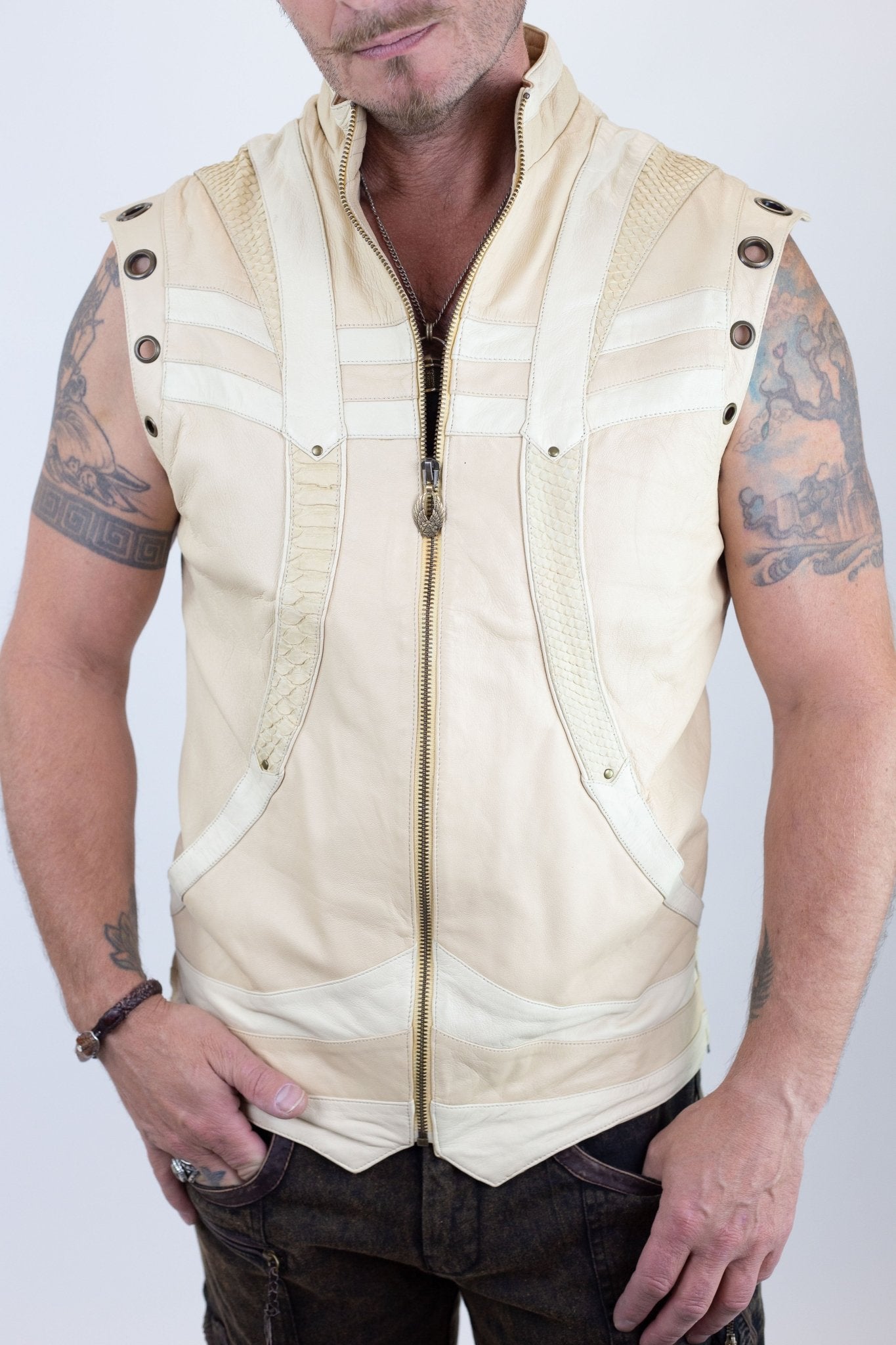 Taurid Leather and python Vest - anahata designs/infiniti now