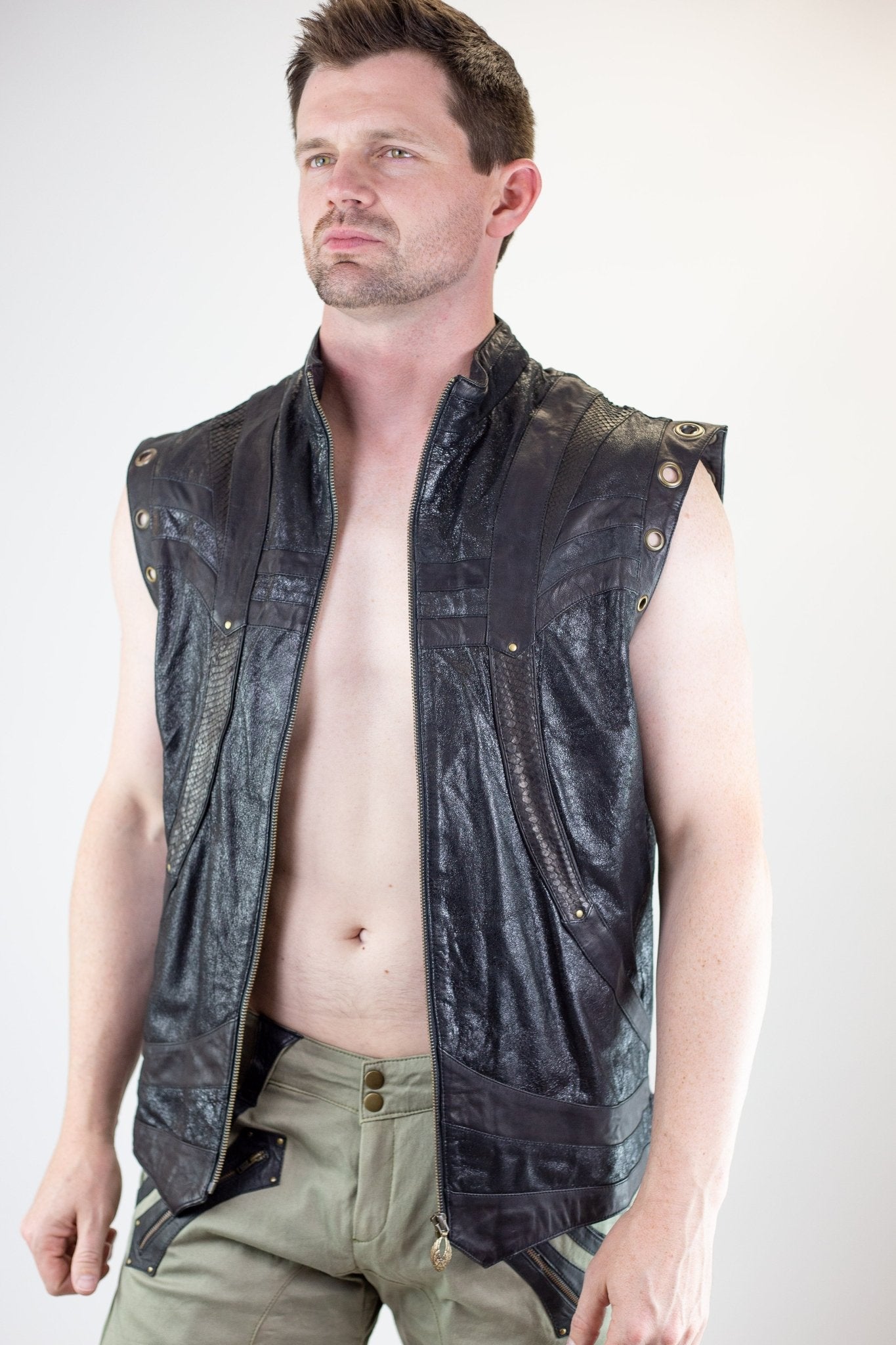 Taurid Leather and python Vest - anahata designs/infiniti now