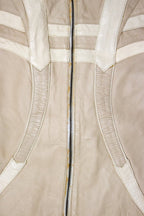 Taurid Leather Jacket - Cream Combo xx Small kids size- Discolored Zipper - anahata designs