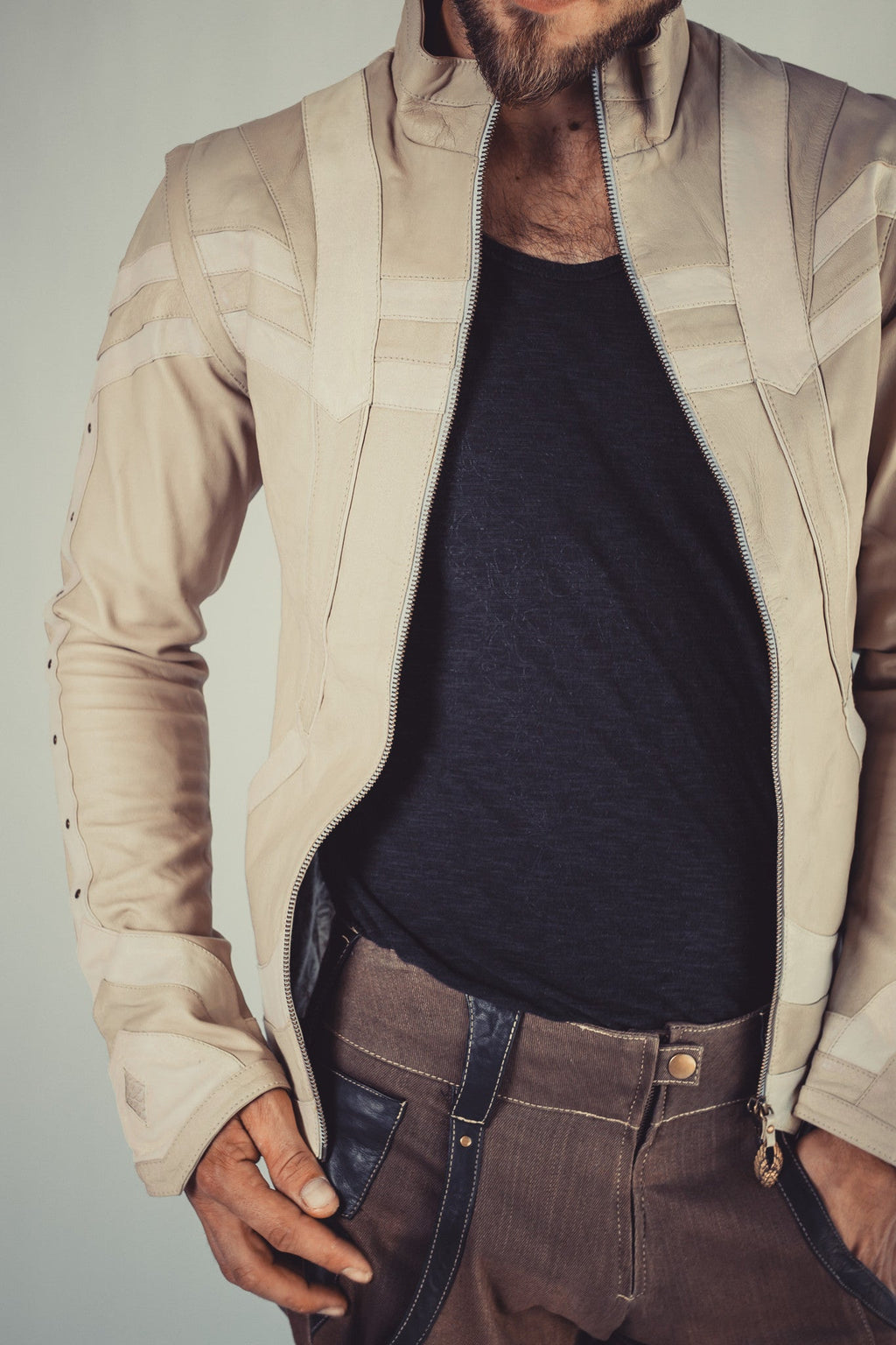 Taurid leather mens cut jacket - anahata designs