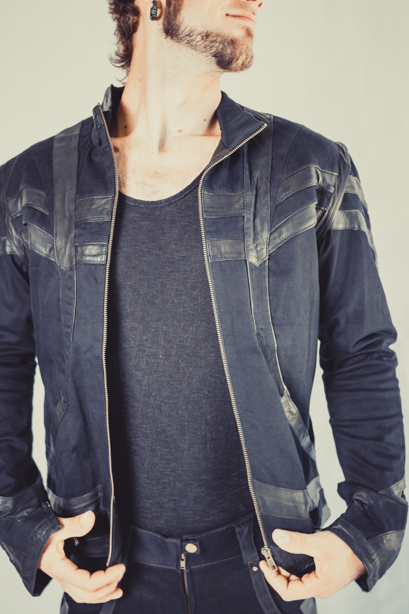 Taurid stretch denim mens cut jacket - anahata designs