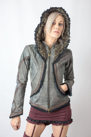 Victory Python edition leather jacket womens cut - anahata designs